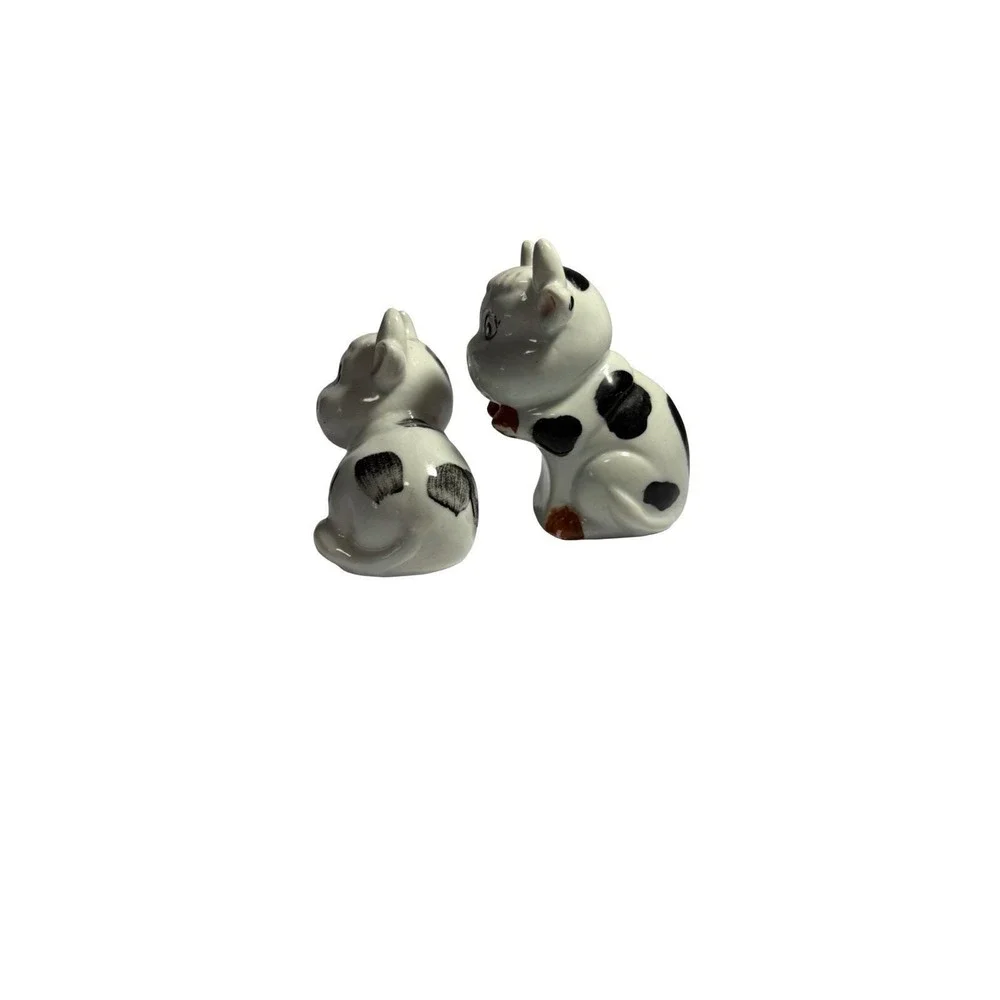 Vintage‎ Spotted Ceramic Cow Salt & Pepper Shakers With Stopper Adorable 3